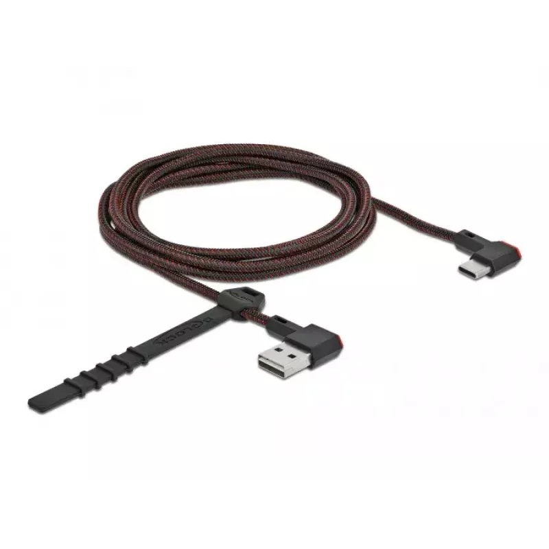 USB 2.0 kábel DeLOCK EASY-USB Type-A samec na Type-C samec zahnutý 2 m čierny