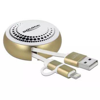 Zvinovací kábel DeLOCK 85820 USB 2.0 Type-A na Micro-B Lightning