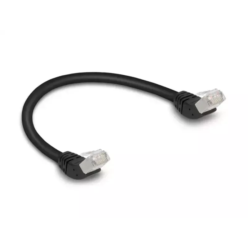 Sieťový kábel DeLOCK RJ45 Cat.6A S/FTP 45° zahnutý 0,25 m čierny