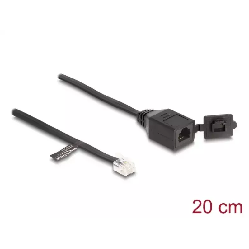 DeLOCK kábel RJ12 konektor samec na RJ12 konektor samica 20 cm čierny