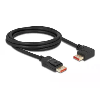 DisplayPort kábel DeLOCK 8K 60 Hz 2 m konektor samec rovný na konektor samec 90° ľavouhlý