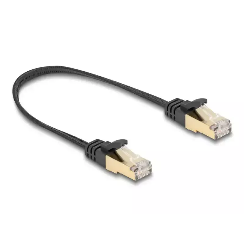 Sieťový kábel DeLOCK RJ45 plochý 0,25 m Cat6A čierny