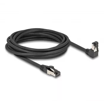 Sieťový kábel DeLOCK RJ45 Cat.8.1 90° nadol zahnutý / rovný 5 m čierny