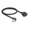 DELOCK Sieťový predlžovací kábel S/FTP RJ45 90° zahnutý na RJ45 Cat.6A 0,5 m čierny