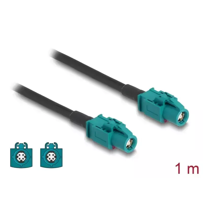 Koaxiálny kábel DELOCK 90680 — 1 m, HSD Z na HSD Z, čierny/modrý
