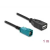 Koaxiálny kábel DELOCK 90703 — HSD Z na USB A, 1 m, čierny/modrý