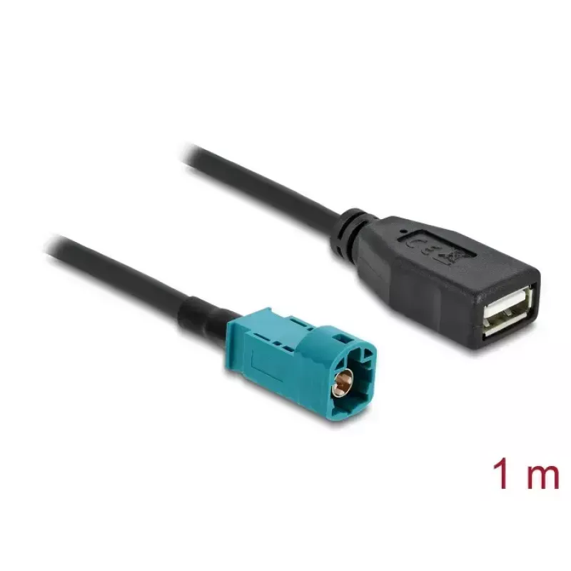 Koaxiálny kábel DELOCK 90703 — HSD Z na USB A, 1 m, čierny/modrý