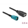 Koaxiálny kábel DELOCK 90702 HSD Z na USB A, 0,5 m, čierny/modrý