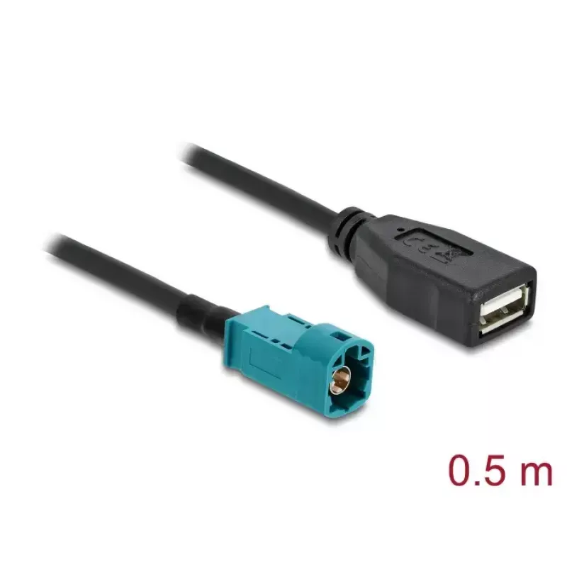 Koaxiálny kábel DELOCK 90702 HSD Z na USB A, 0,5 m, čierny/modrý