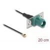 Koaxiálny kábel DELOCK 90732 — FAKRA E na I-PEX MHF1, 0,2 m, 1,13 mm, čierny/tyrkysový