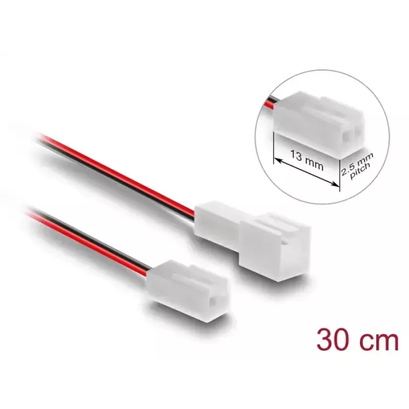 DeLOCK 90869 Predlžovací kábel ventilátora 2-pin, samec na samicu, dĺžka konektora 13 mm, 30 cm