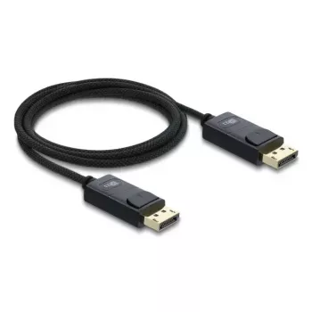 DELOCK koaxiálny DisplayPort kábel 16K 60 Hz 80 Gbps, DisplayPort na DisplayPort, 2 m, čierny, pletený plášť