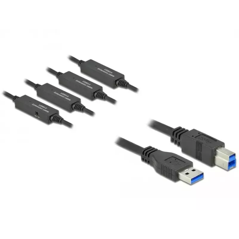 USB kábel DeLOCK 85382 USB 3.2 Gen 1 20 m USB A USB B čierny