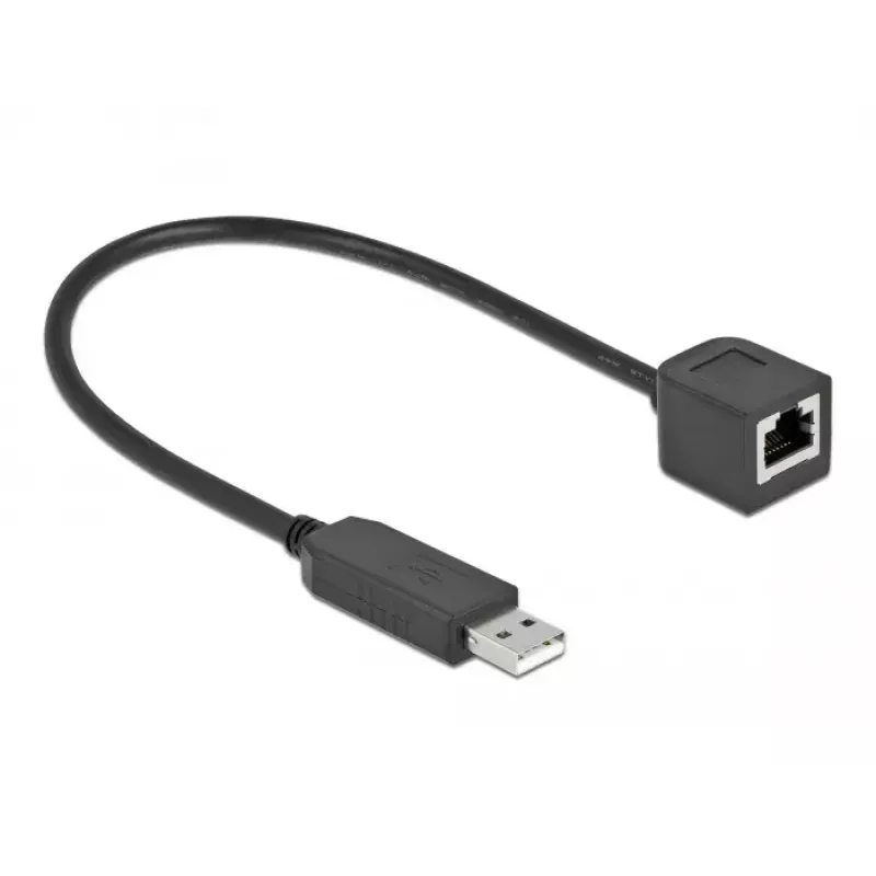 Sériový pripojovací kábel DeLOCK 64162 USB 2.0 Type-A na RS-232 RJ45 25 cm čierny