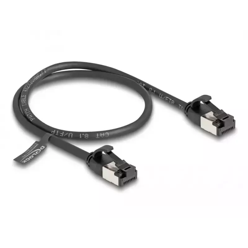 Sieťový kábel DeLOCK RJ45 kábel konektor samec na konektor samec Cat.8.1 flexibilný 0,5 m čierny