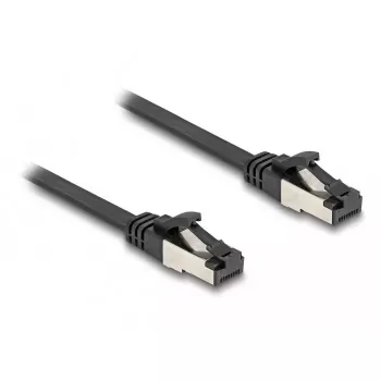 Sieťový kábel DeLOCK RJ45 plochý patch kábel konektor samec na konektor samec Cat.8.1 1 m čierny