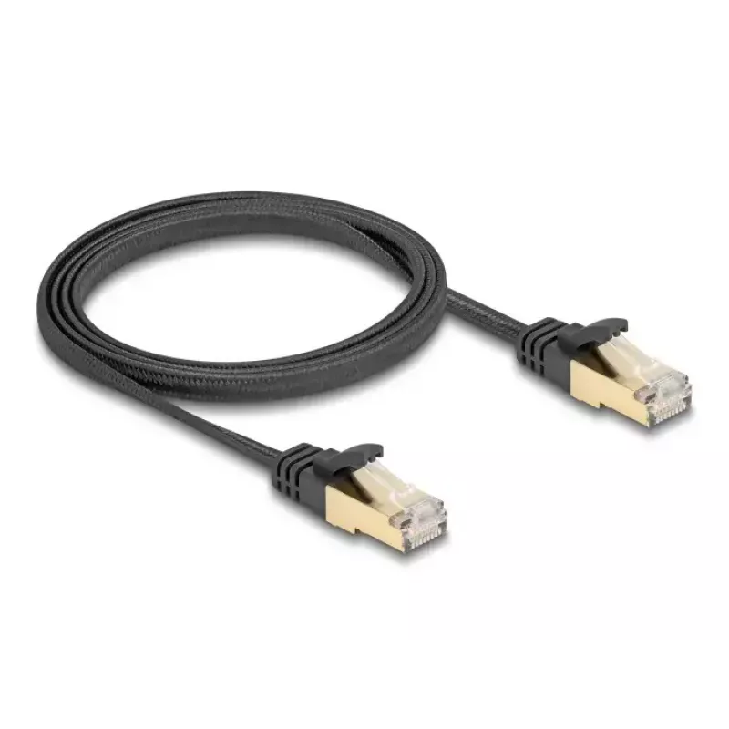 Sieťový kábel DeLOCK RJ45 plochý 1 m Cat6A čierny