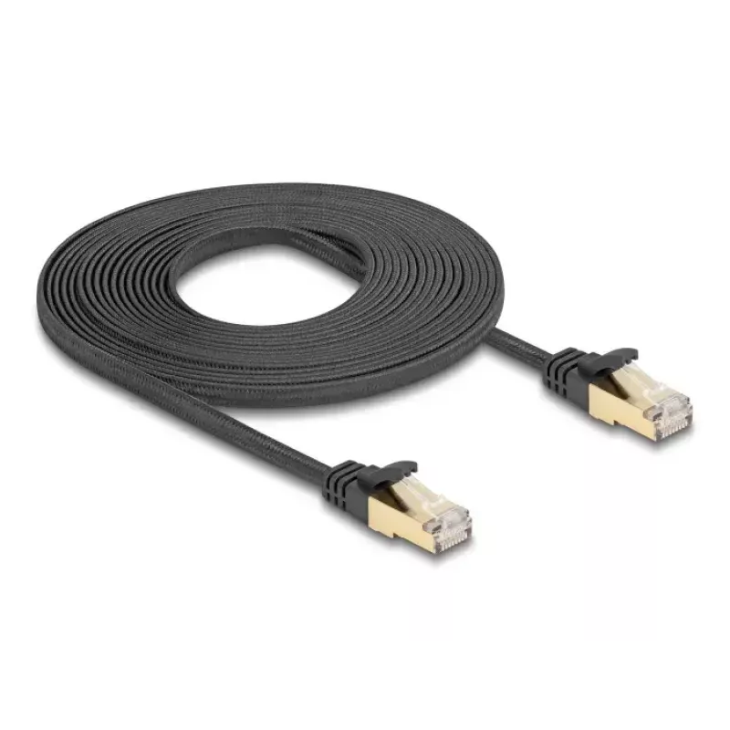 Sieťový kábel DeLOCK RJ45 plochý 5 m Cat6A čierny