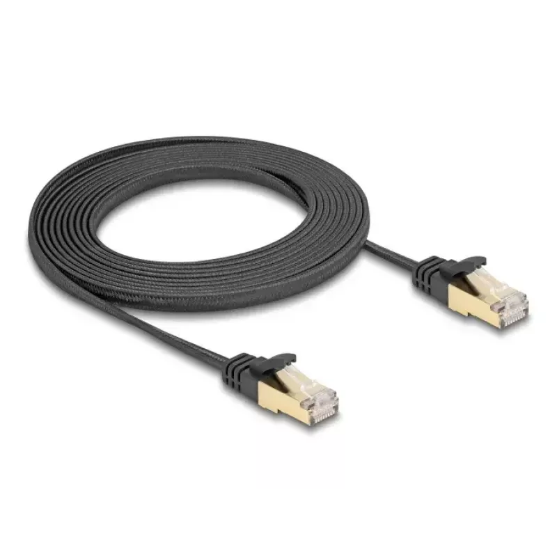 Sieťový kábel DeLOCK RJ45 plochý 3 m Cat6A čierny