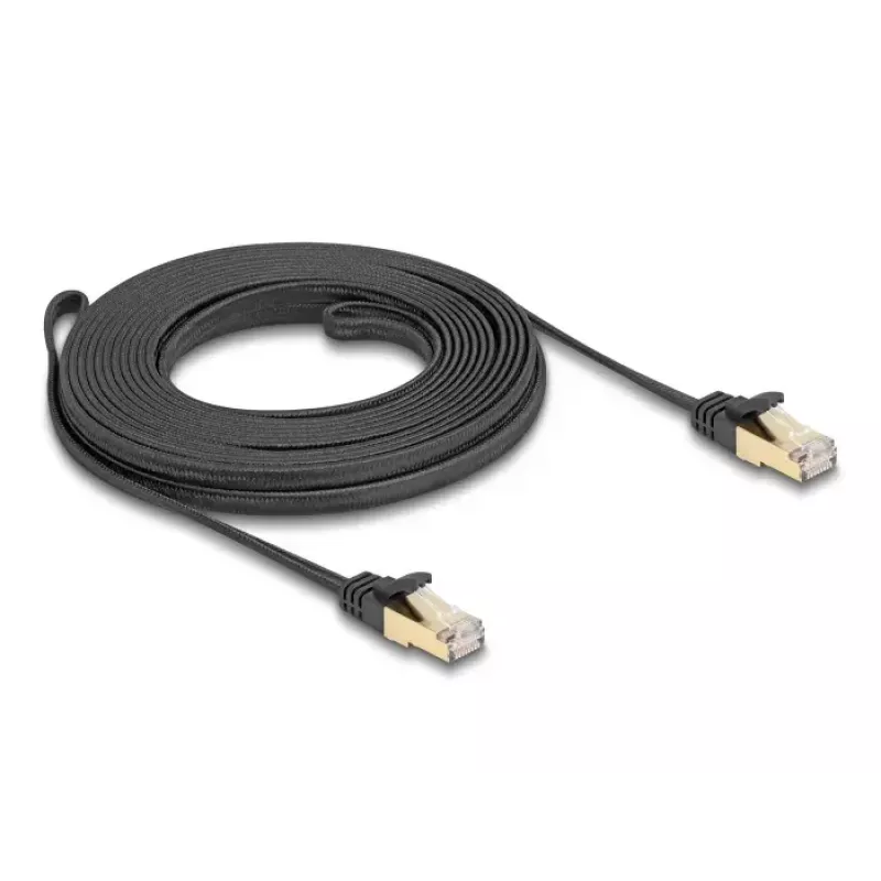 Sieťový kábel DeLOCK RJ45 plochý 7,5 m Cat6A U/FTP čierny