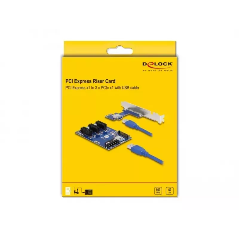 DeLOCK Riser Card PCI Express x1 na 3 x PCIe x1 50 cm USB kábel