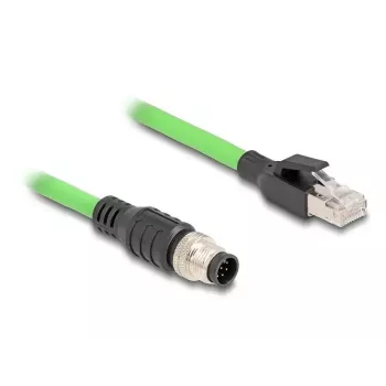 Sieťový kábel DeLOCK M12 kábel A-kódovaný 8-pin konektor samec na RJ45 konektor samec PUR (TPU) 2 m