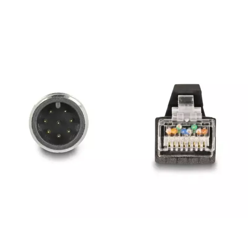 Sieťový kábel DeLOCK M12 kábel A-kódovaný 8-pin konektor samec na RJ45 konektor samec PUR (TPU) 2 m