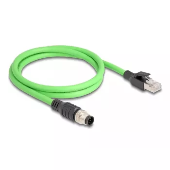 Sieťový kábel DeLOCK M12 kábel A-kódovaný 8-pin konektor samec na RJ45 konektor samec PUR (TPU) 2 m