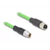 Sieťový kábel DeLOCK M12 kábel X-kódovaný 8-pin konektor samec na konektor samica PUR (TPU) 1 m