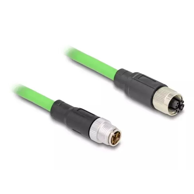 Sieťový kábel DeLOCK M12 kábel X-kódovaný 8-pin konektor samec na konektor samica PUR (TPU) 1 m