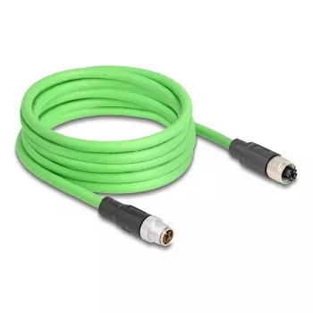 Sieťový kábel DeLOCK M12 kábel X-kódovaný 8-pin konektor samec na konektor samica PUR (TPU) 1 m