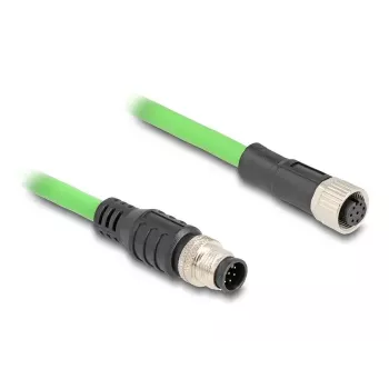 Sieťový kábel DeLOCK M12 kábel A-kódovaný 8-pin konektor samec na konektor samica PUR (TPU) 5 m