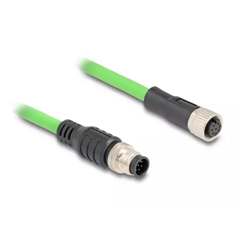 Sieťový kábel DeLOCK M12 kábel A-kódovaný 8-pin konektor samec na konektor samica PUR (TPU) 5 m