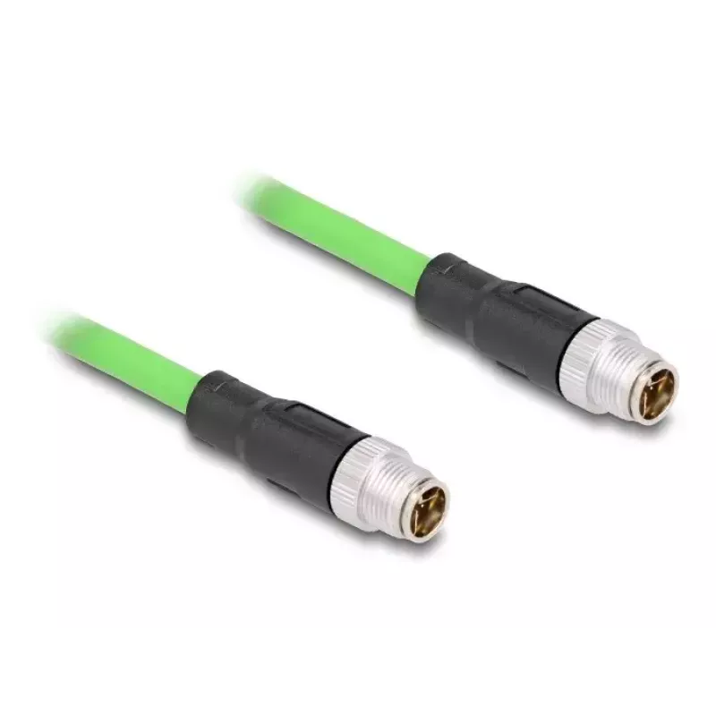 Sieťový kábel DeLOCK M12 kábel X-kódovaný 8-pin konektor samec na konektor samec PUR (TPU) 2 m