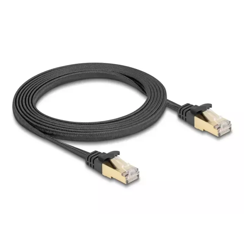Sieťový kábel DeLOCK RJ45 plochý Cat.6A 2 m čierny