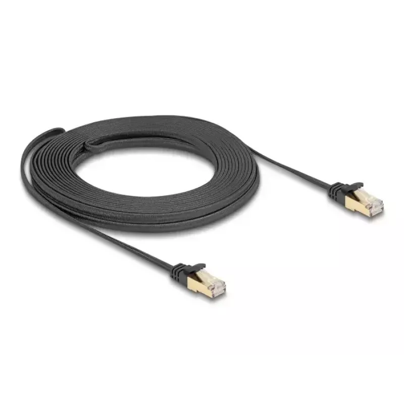 Sieťový kábel DeLOCK RJ45 plochý 10 m Cat6A čierny