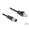 Sieťový kábel DeLOCK M12 kábel D-kódovaný 4-pin konektor samec na RJ45 konektor samec Cat5e 2 m čierny