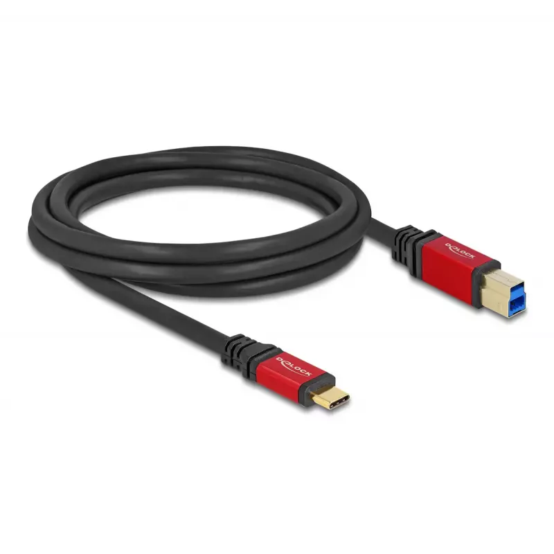 DeLOCK USB kábel USB Type-C na USB Type-B 2 m 5 Gbps červený kov