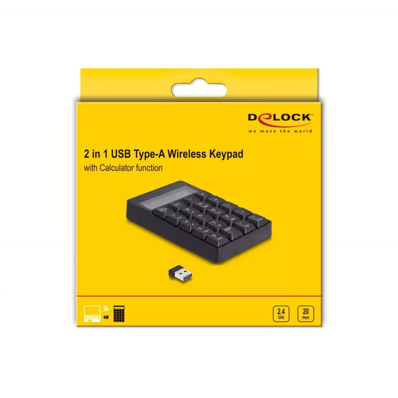 Numerická klávesnica DeLOCK 12113 USB čierna 20 klávesov univerzálna