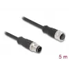 Sieťový kábel DeLOCK M12 kábel D-kódovaný 4-pin konektor samec na konektor samica Cat5e 5 m čierny