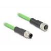 Sieťový kábel DeLOCK M12 kábel D-kódovaný 4-pin konektor samec na konektor samica PUR (TPU) 5 m