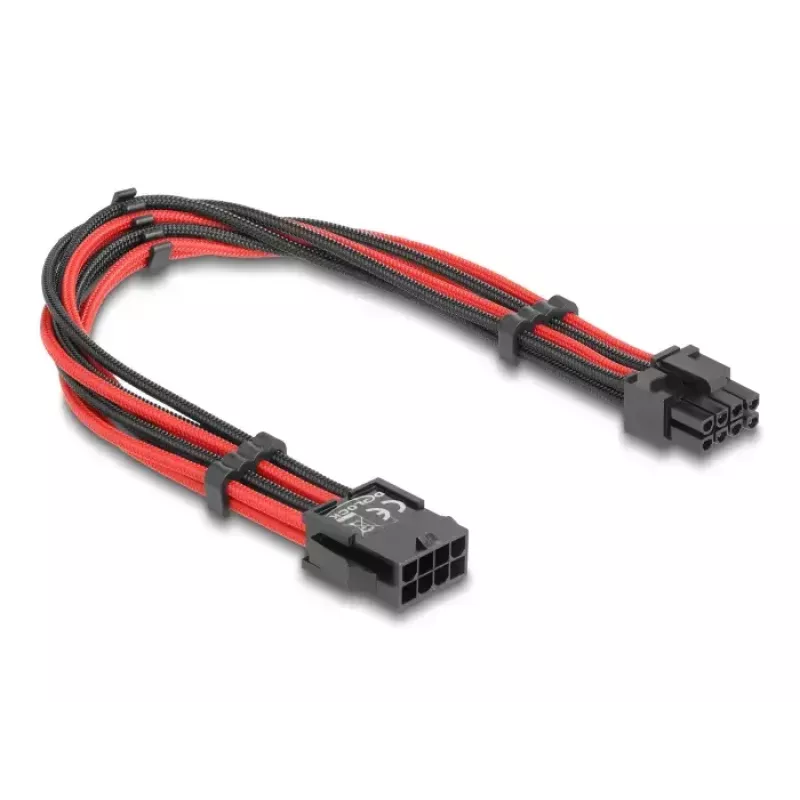 Interný napájací kábel DELOCK 80975 — 8-pólový na PCI-E 6+2-pólový, 0,3 m