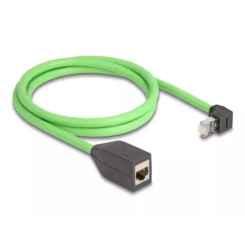 Sieťový kábel DeLOCK RJ45 Cat.6A konektor otočený nahor na konektor samica 1 m zelený