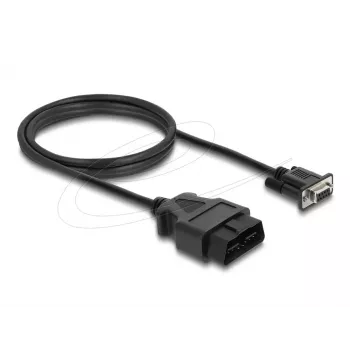 DELOCK Adaptérový kábel OBD-2 konektor samec na DB-9 konektor samica, Cat5e, čierna, 1,15 m