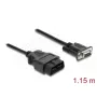 DELOCK Adaptérový kábel OBD-2 konektor samec na DB-9 konektor samica, Cat5e, čierny, 1,15 m
