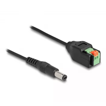 DeLOCK DC kábel 2,1 x 5,5 mm konektor samec na 2-pólovú svorkovnicu adaptér 15 cm