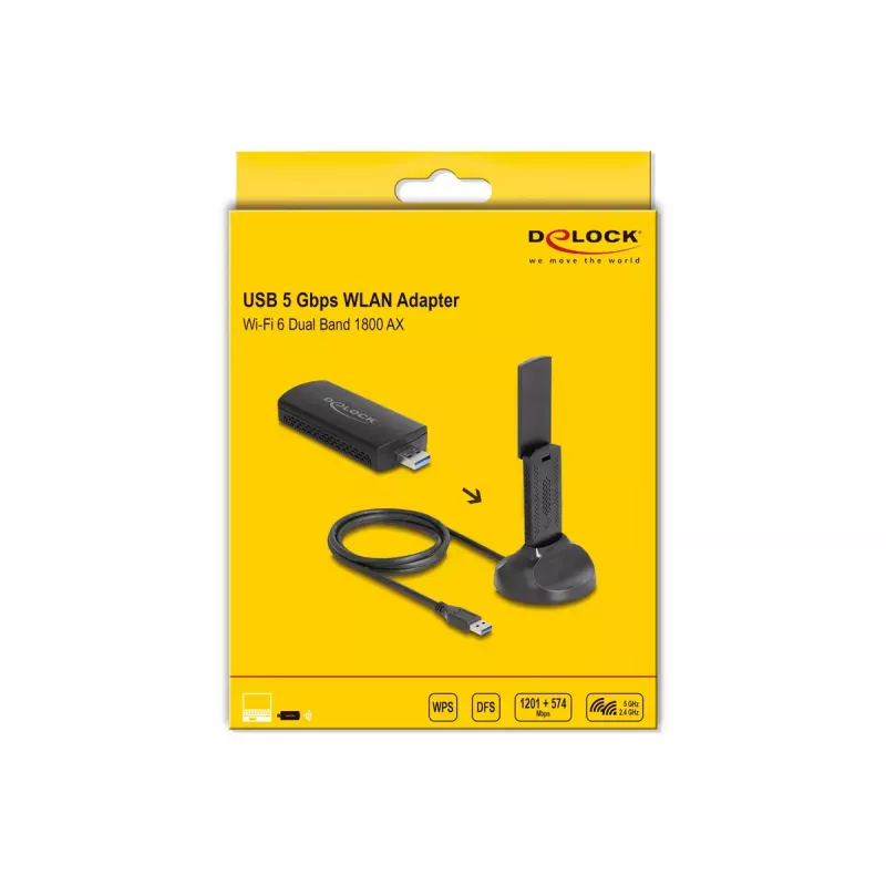 DeLOCK 12771 WLAN sieťová karta 1201 Mbit/s USB Wi-Fi 6