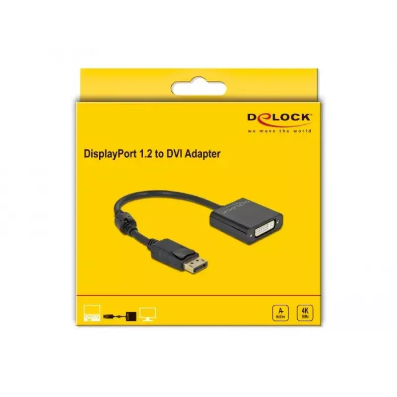 Adaptér DisplayPort 1.2 konektor samec na DVI konektor samica 4K aktívny DeLOCK 63482