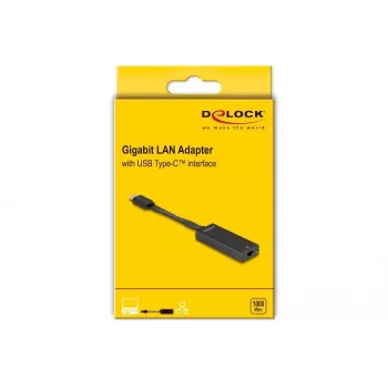 DeLOCK 66246 káblový adaptér RJ-45 USB C čierny 0,09 m