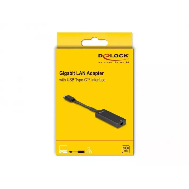 DeLOCK 66246 káblový adaptér RJ-45 USB C čierny 0,09 m